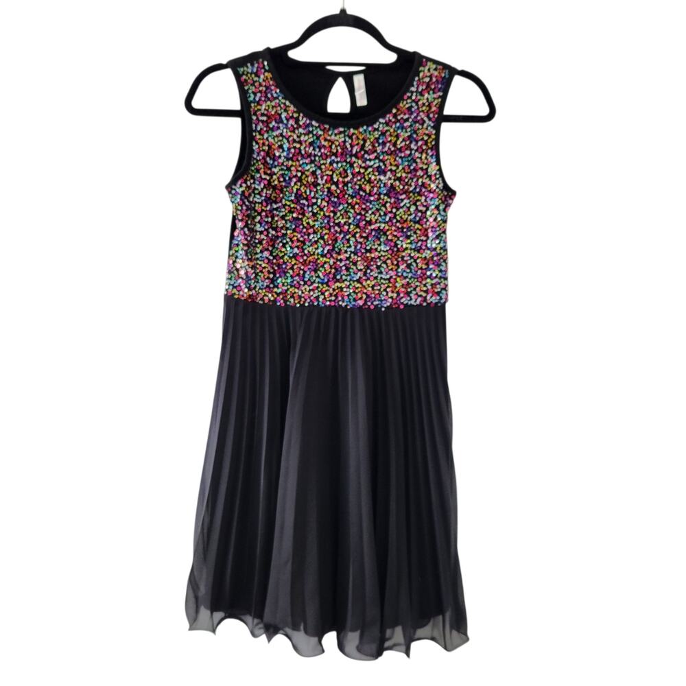 Xhilaration Girls Fancy Dress Black Sequins 10/12 Kids Holiday Christmas